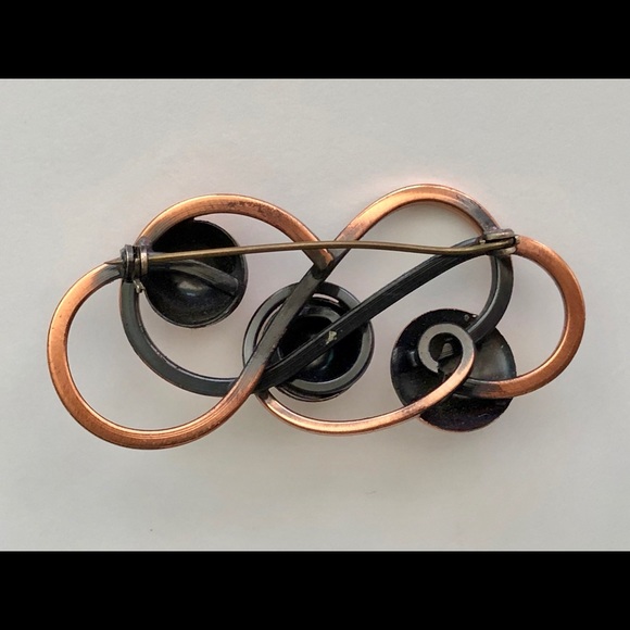 VINTAGE One of A Kind Handmade Handcrafted Copper Brooch Pin Artwear - Picture 4 of 5